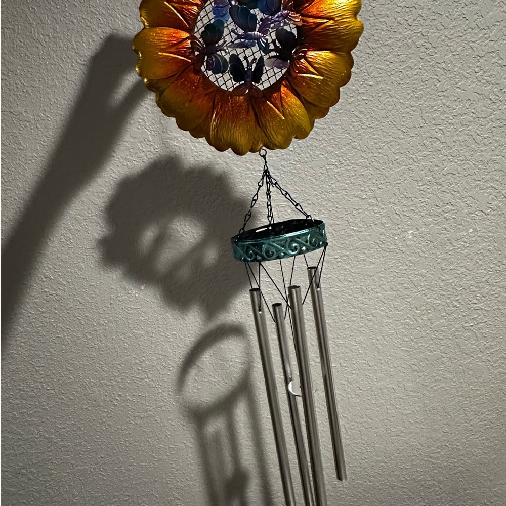 Sunflower Wind Chime with Silver Tubes